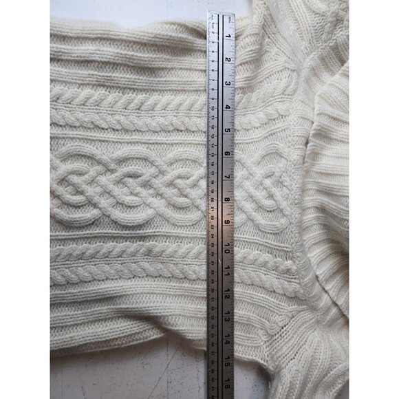 Y2k Abercrombie Vintage Cable Knit Off Shoulder Wool Angora Cashmere Sweater L - Picture 5 of 6